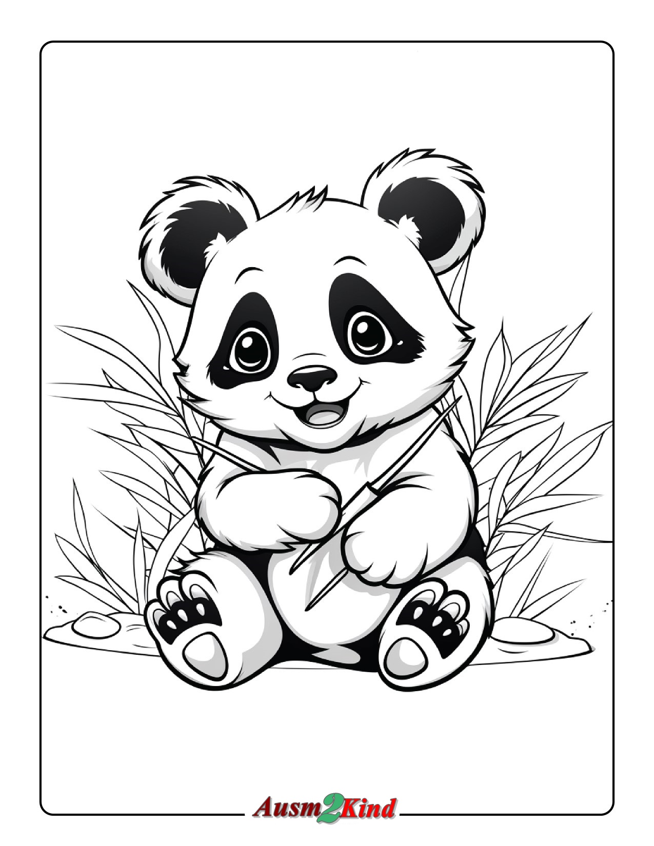Sitzender Riesenpanda Ausmalbild kostenlos herunterladen