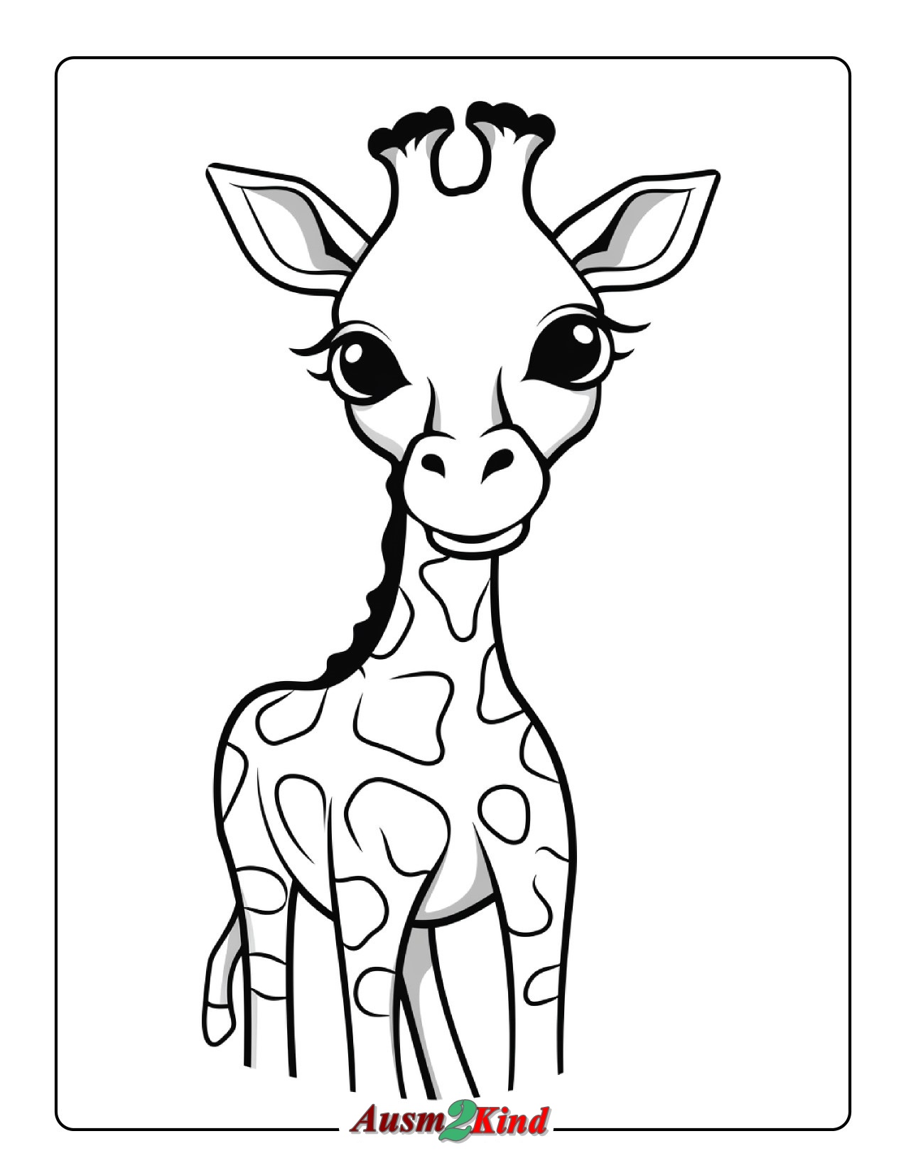 Einfach Giraffe großen Augen Ausmalbild